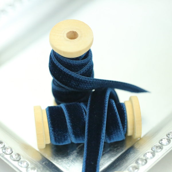 Velvet Ribbon // Double Sided Velvet Ribbon // Double Faced Velvet Ribbon - OXFORD BLUE