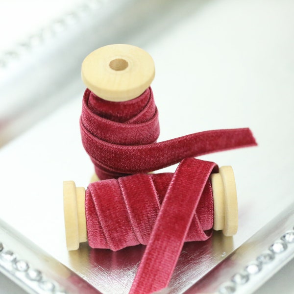 Velvet Ribbon // Double Sided Velvet Ribbon // Double Faced Velvet Ribbon - CERISE