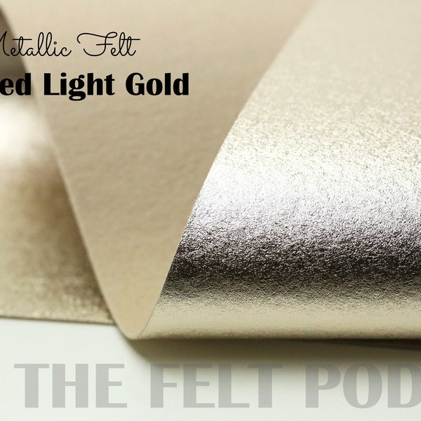 Metallic Felt - BRUSHED LIGHT GOLD Metallic Felt  - Wool Felt - Metallic Wool Felt