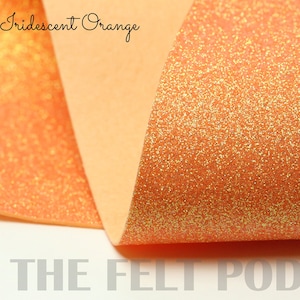 Glitter Felt - IRIDESCENT ORANGE Glitter Felt  - Wool Felt Glitter - Fine Glitter - Wool Felt