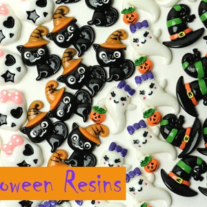 Halloween Resins | Halloween Cabochons | Pumpkin Resins | Skeleton Resins | Halloween Charms