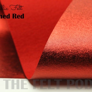 Metallic Filz - GEBÜRSTETER ROT Metallic Filz - Wollfilz - Metallic Wollfilz