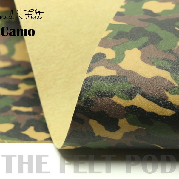 Patterned Felt -TAN CAMO Felt  - Wool Felt