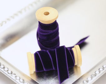 Velvet Ribbon // Double Sided Velvet Ribbon // Double Faced Velvet Ribbon - ROYAL PURPLE