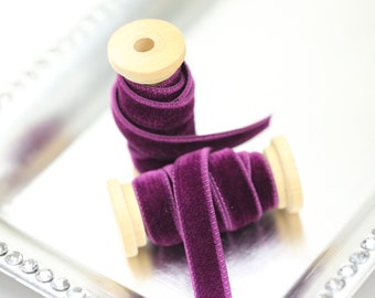 Velvet Ribbon // Double Sided Velvet Ribbon // Double Faced Velvet Ribbon - CONCORD GRAPE