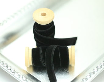 Velvet Ribbon // Double Sided Velvet Ribbon // Double Faced Velvet Ribbon - BLACK