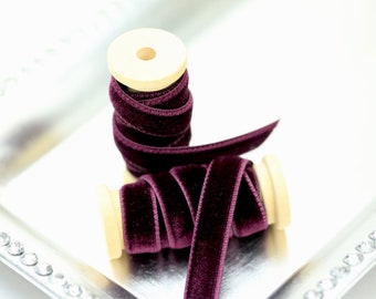 Velvet Ribbon // Double Sided Velvet Ribbon // Double Faced Velvet Ribbon - MERLOT