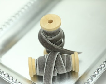 Velvet Ribbon // Double Sided Velvet Ribbon // Double Faced Velvet Ribbon - GRAYSTONE