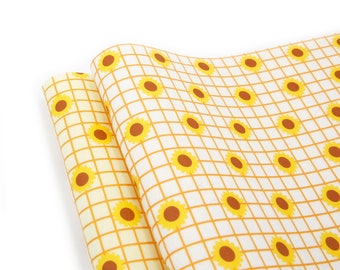 Merinowolvilt | Bedrukt vilt | Gedessineerd vilt | ZONNEBLOEM Wolvilt | Wolvilt met bloemen