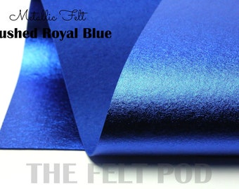 Metallic Felt - BRUSHED ROYAL BLUE Metallic Felt  - Wool Felt - Metallic Wool Felt