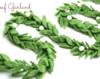 Felt Leaf Garland | Christmas Garland | Felt Mistletoe Garland