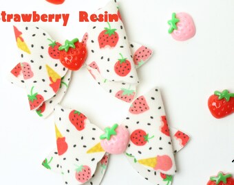 Mini Strawberry Resins | Strawberry Cabochons