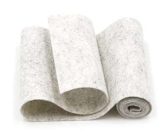 100 Percent Wool Felt Roll - Wool Felt color HEATHER WHITE - 5" X 36" Wool Felt - 100% Wool Felt