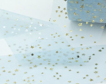 Gold Star Tulle // Glitter Star Tulle // Baby Blue Tulle // Baby Blue Gold Star Tulle