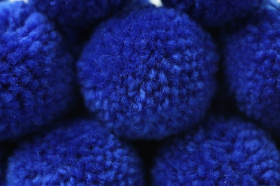 Yarn pom poms, yarn poms, garland poms, P11 Royal Blue yarn poms, Blue pom  poms, Blue yarn poms, Royal Blue Poms