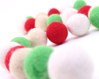 Felt Balls // Christmas Decoration // DIY Garland // DIY Mobile // Christmas Color Set // 2.5 cm // 40 Count