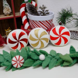 Large Peppermint Ornament | Felt Peppermint Ornament