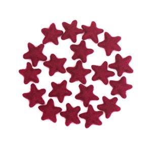 Felt Stars -  3 to 4 cm - 10 count - Color: SANGRIA - Wool Felt Stars
