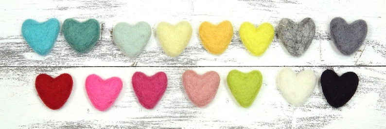 10 count Felt Hearts Wool Felt Hearts Color CANARY YELLOW 3 to 4 cm
