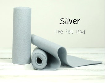 100 Percent Wool Felt Roll in Color SILVER - 5" X 36" Wool Felt Roll - Gray Wool Felt - Merino Wool Felt