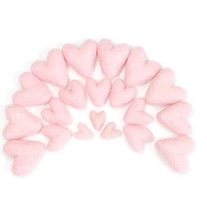 Corazones de fieltro rosa celestial / Mini corazones de fieltro / Mini corazones / Corazones de San Valentín / Regalo de San Valentín / Decoración de San Valentín / Rellenos para cuencos