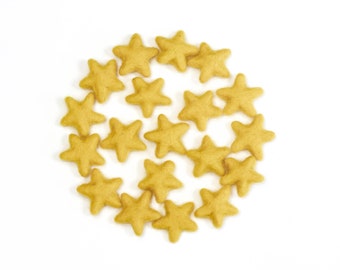 Felt Stars -  3 to 4 cm - 10 count - Color GOLD -  Wool Felt Stars - New Color