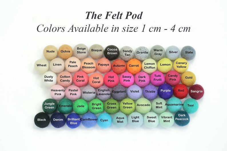 Felt Balls Rainbow Pack Sizes 1.0 cm, 1.5 cm, 2.0 cm, 2.5 cm, 3.0 cm, 4.0 cm Mix and Match or PICK your color image 3