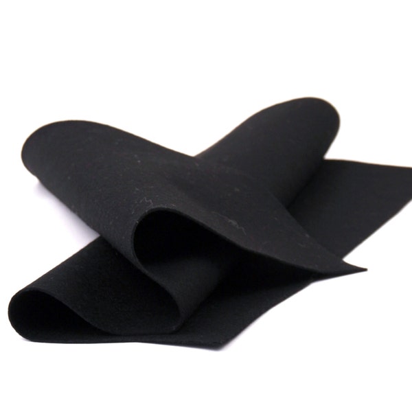 Merino Wool Felt Sheet - 100% Wool Felt in Color BLACK - 18" X 18" Wool Felt Sheet - Pure Wool Felt