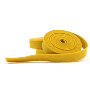 Wollfilz - 100 Prozent Wollfilzband in der Farbe SENF - 1/2 Zoll X 2 Meter - Merino Wollfilz - Gelbes Band - Senfband