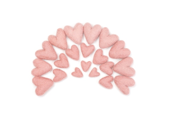 Cotton Candy Felt Hearts | Mini Wool Hearts | Mini Hearts | Valentine Garland | Valentine Gift | Valentine Decor | Felt Shape | Bowl Fillers