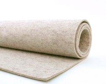 Thick Wool Felt - 3mm - 9" X 18" - 100% Wool Felt - Heather Beige