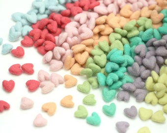 Felt Hearts -   2 cm Felt Hearts - Mini Wool Felt Valentine Hearts || Wool Felt Hearts  || Tiny Hearts