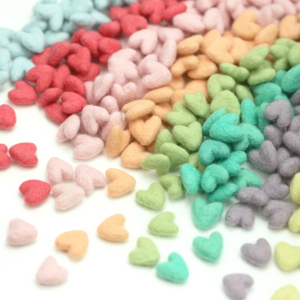 Felt Hearts -   2 cm Felt Hearts - Mini Wool Felt Valentine Hearts || Wool Felt Hearts  || Tiny Hearts