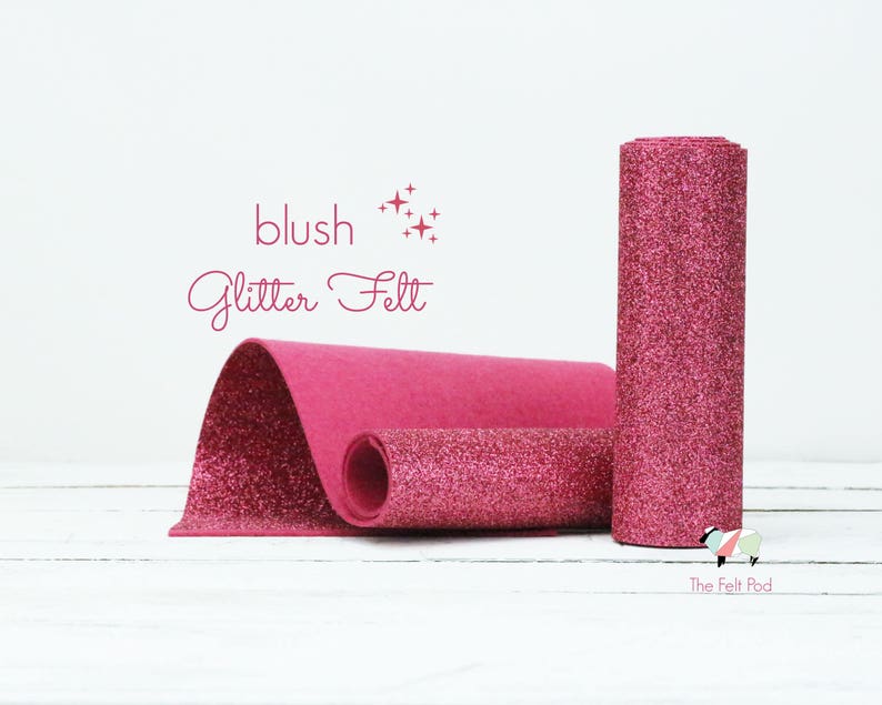 Wool Felt Wool Felt Glitter Fine Glitter BLUSH Glitter Felt Glitter Felt