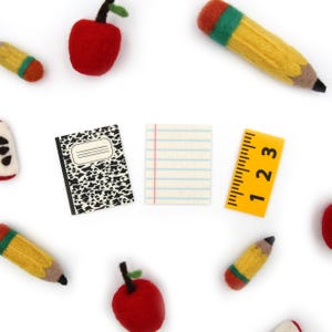 Wool Felt Notebook | Wool Felt Composition Book | Back-to-School Felt Shapes | Felt Rulers