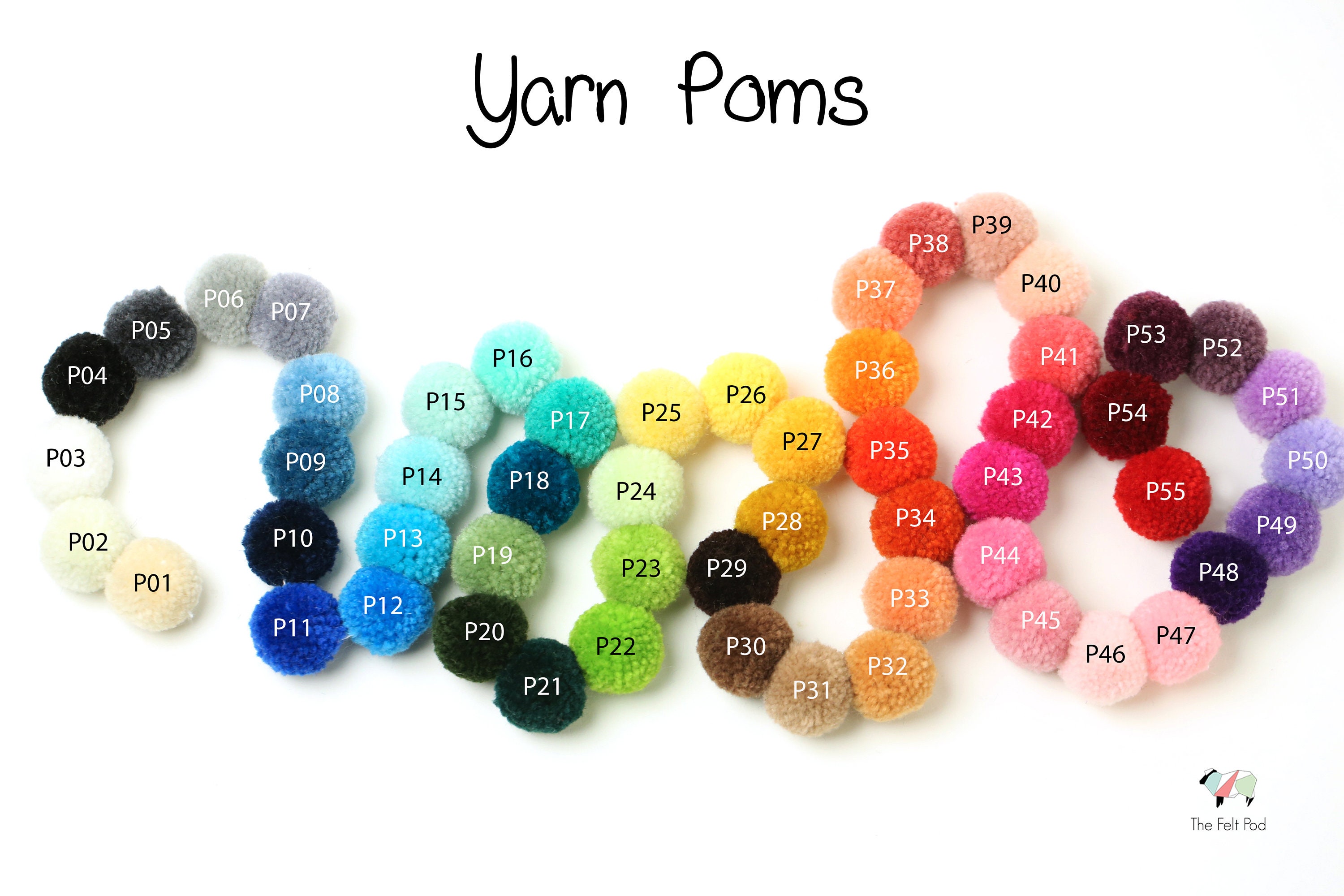 Yarn pom poms, yarn poms, garland poms, P44 Dark Pink, Pink Yarn