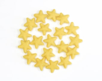 Felt Stars -  3 to 4 cm - 10 count - Color: CANARY YELLOW - Wool Felt Stars