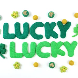 Letras de fieltro - LUCKY / Guirnalda de San Patricio / Letras de fieltro para hacer guirnaldas / Un juego que dice LUCKY