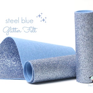 Glitter Felt - STEEL BLUE Glitter Felt  - Wool Felt Glitter - Fine Glitter - Wool Felt