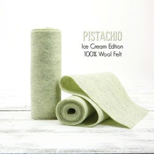 100 Percent Wool Felt Roll - Wool Felt color PISTACHIO - 5" X 36" Wool Felt - Pastel Heather - Ice Cream Edition Felt