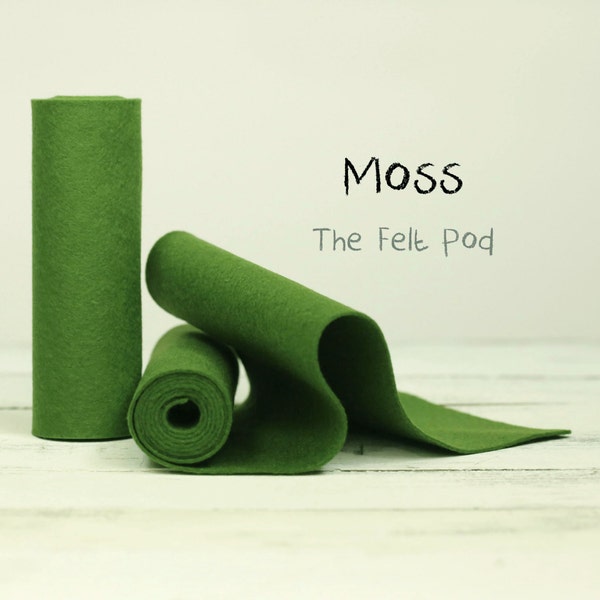 100 Percent Wool Felt Roll - Wool Felt color MOSS - 5" X 36" Wool Felt - 100% Wool Felt