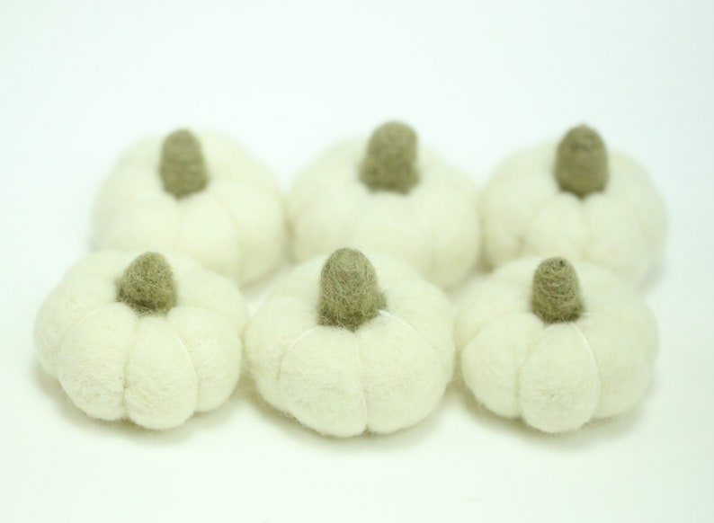 Orange Felt Pumpkins // Orange Pumpkins // White Pumpkins // Yellow Pumpkins // Wool Pumpkins // Size 3.0 cm or 4.0 cm image 7