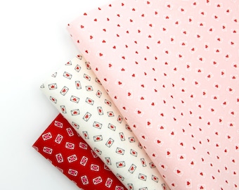 LOVE LETTERS Printed Wool Felt | Valentine Felt | Valentine Wool Felt | Valentine Fabric