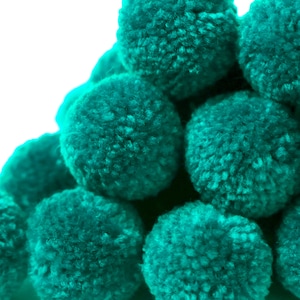 Yarn Poms -  P18 QUETZAL GREEN Yarn Pom Pom, Beanie Pom Pom, Pom Balls, Polyester Pom Pom, Polyester Poms, Decorative Balls, Crafts Supplies