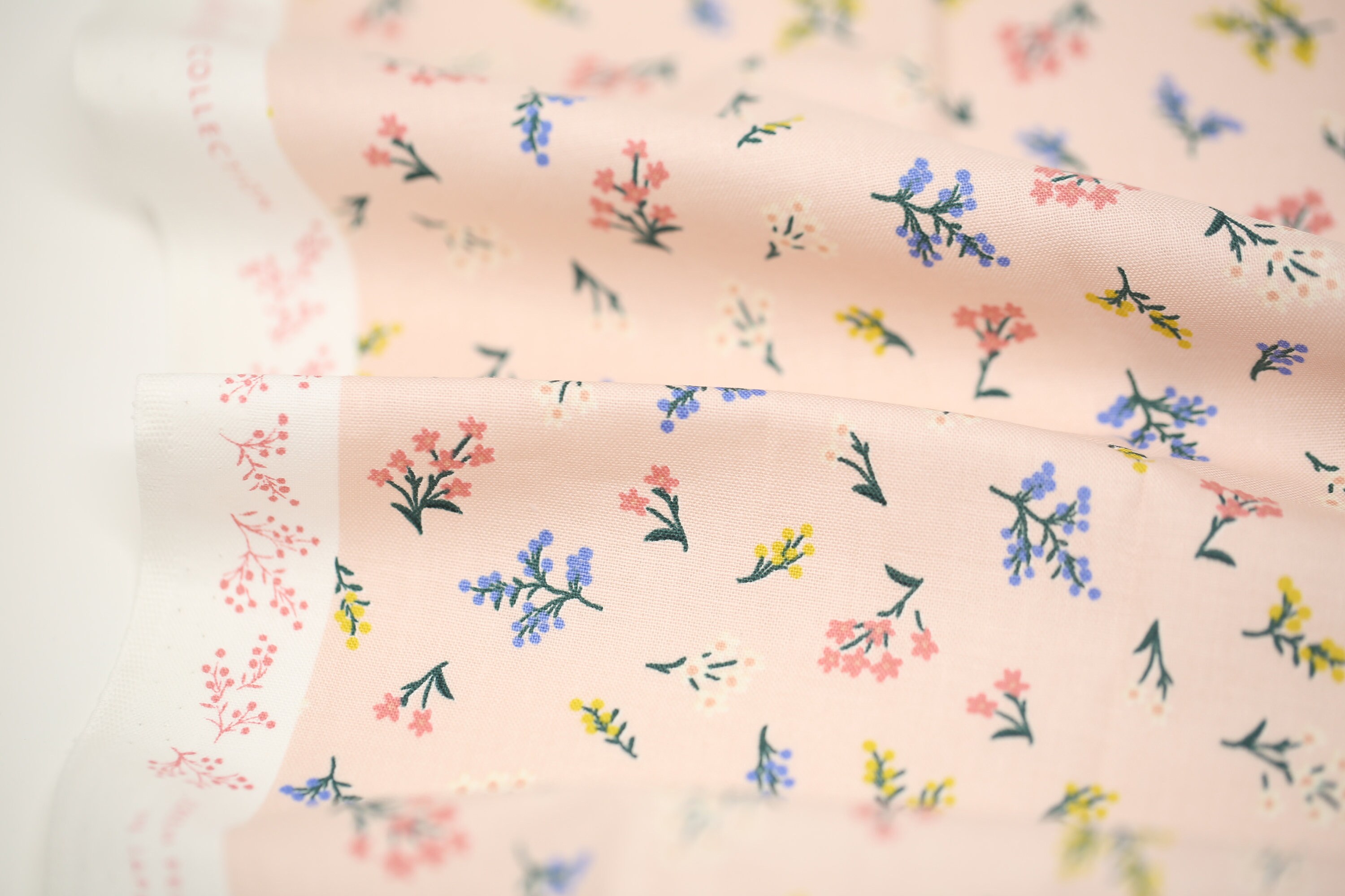 Rifle Paper Co Strawberry Fields Petite Fleurs Blush Cotton Etsy