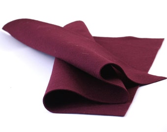 100 Percent Wool Felt Sheet in Color WINE - 18" X 18" Wool Felt Sheet - Pure Merino Wool - European Soft Felt