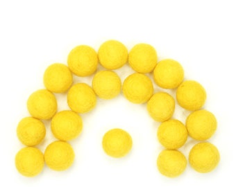 Felt Beads // Ball Garland DIY // diy Mobile // diy Necklace // Wool Balls // Poms // CANARY YELLOW // 1 cm 1.5 cm 2 cm 2.5 cm 3 cm 4 cm