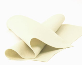 100 Percent Wool Felt Sheet in Color IVORY - 18" X 18" Wool Felt Sheet - Merino Wool Felt