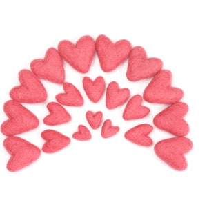Pink Coral Felt Hearts | Mini Felt Hearts | Mini Wool Hearts | Valentine Hearts | Valentine Gift | Valentine Decoration | Wool Felt