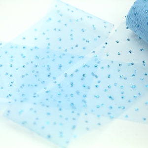 Baby Blue Glitter Dot Tulle // Glitter Polka Dot Tulle // Baby Blue Tulle // Baby Blue Glitter Tulle